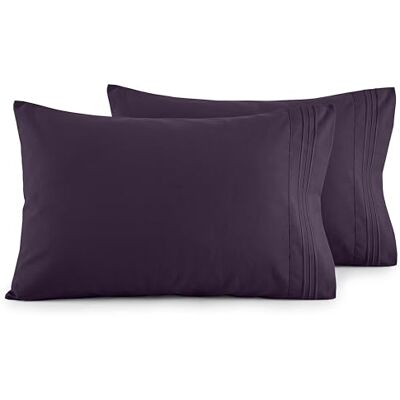 Elegant Comfort Luxuriöses, ultraweiches 2-teiliges Kissenbezug-Set, 1500 Premium-Mikrofaser in Hotelqualität, doppelt gebürstet, knitterfrei, Standard/Queen, Violett Elegant Comfort Luxuriöses, ultraweiches 2-teiliges Kissenbezug-Set, 1500 Premium-Mikrofaser in Hotelqualität, doppelt gebürstet, knitterfrei, Standard/Queen, Violett