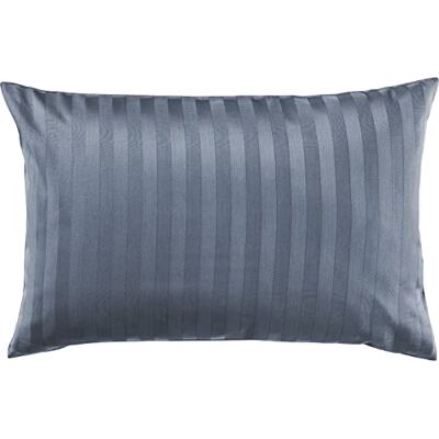 Pure Mako Satin Damast Streifen Kissenbezug 40x60 dunkelblau Waschbar bis 60°C, Reißverschluss Atmungsaktiv & Anti-Pilling Pure Mako Satin Damast Streifen Kissenbezug 40x60 dunkelblau Waschbar bis 60°C, Reißverschluss Atmungsaktiv & Anti-Pilling