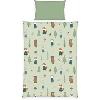 Herding babybest Flanell-Kleinkindbettwäsche Waldtiere, 1Kissenbezug 40x60 cm, 1 Bettbezug 100x135 cm, 100% Baumwolle/Flanell, Grün Herding babybest Flanell-Kleinkindbettwäsche Waldtiere, 1Kissenbezug 40x60 cm, 1 Bettbezug 100x135 cm, 100% Baumwolle/Flanell, Grün