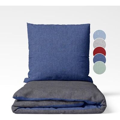 sleepling Feinbiber Bettwäsche, Bettbezug 200x200, Dunkelblau Dunkelgrau 3-teiliges Set, Winterbettwäsche 200x200cm + 2x Kissenbezug 80x80cm, Wendebettwäsche, Baumwolle, Made in Germany, OEKO-TEX sleepling Feinbiber Bettwäsche, Bettbezug 200x200, Dunkelblau Dunkelgrau 3-teiliges Set, Winterbettwäsche 200x200cm + 2x Kissenbezug 80x80cm, Wendebettwäsche, Baumwolle, Made in Germany, OEKO-TEX