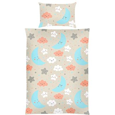 Bestlivings Kinderbettwäsche Baby 2-teilig Baumwolle Mond & Wolken Beige Bettbezug 100x135cm, Kissenbezug 40x60cm, mit Reißverschluss, OEKO-TEX, atmungsaktiv, 60°C waschbar, perfekt für Kleinkinder Bestlivings Kinderbettwäsche Baby 2-teilig Baumwolle Mond & Wolken Beige Bettbezug 100x135cm, Kissenbezug 40x60cm, mit Reißverschluss, OEKO-TEX, atmungsaktiv, 60°C waschbar, perfekt für Kleinkinder