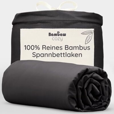 Bambaw Spannbettlaken 200x200cm Bambus, 35 cm Steghöhe, Bettwäsche atmungsaktiv, Allergiker Bettwäsche Sommer, nachhaltige Bambus Spannbettlaken, Spannbetttuch 200x200 cm (Schwarz) Bambaw Spannbettlaken 200x200cm Bambus, 35 cm Steghöhe, Bettwäsche atmungsaktiv, Allergiker Bettwäsche Sommer, nachhaltige Bambus Spannbettlaken, Spannbetttuch 200x200 cm (Schwarz)