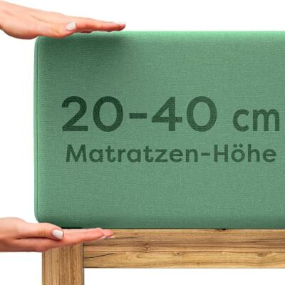 Wolkenfeld Spannbettlaken 180x200cm – 200x220cm – Premium Jersey Baumwolle mit 5% Lycra – Faltenfreies Bettlaken für hohe Matratzen bis 40 cm – Atmungsaktiv & Oeko-TEX Zertifiziert – Salbeigrün Wolkenfeld Spannbettlaken 180x200cm – 200x220cm – Premium Jersey Baumwolle mit 5% Lycra – Faltenfreies Bettlaken für hohe Matratzen bis 40 cm – Atmungsaktiv & Oeko-TEX Zertifiziert – Salbeigrün
