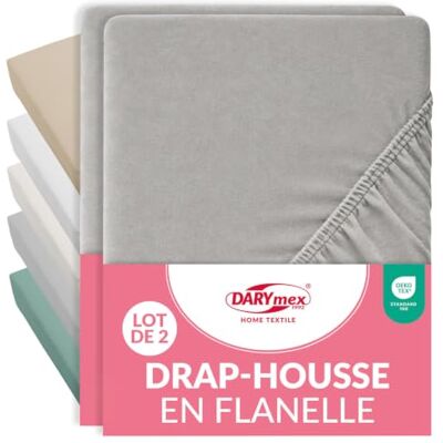DARYmex 2X Biber Spannbetttuch 160x200, Flanell, Baumwolle, Grau Flanell Bettlaken mit Gummizug, für Matratzenhöhe bis 20 cm, warm & weich, OEKO-TEX, Herbst Winter, 2er Set DARYmex 2X Biber Spannbetttuch 160x200, Flanell, Baumwolle, Grau Flanell Bettlaken mit Gummizug, für Matratzenhöhe bis 20 cm, warm & weich, OEKO-TEX, Herbst Winter, 2er Set