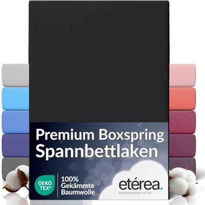 etérea Himmlische Qualität etérea Extra Jersey Spannbettlaken 140x200-160x220 cm Schwarz bis 35cm 100% gek. Baumwolle 160 g/m² Spannbetttuch · bis 35 cm Steghöhe für Boxspring & Wasserbett · OEKO-TEX Made in Green etérea Himmlische Qualität etérea Extra Jersey Spannbettlaken 140x200-160x220 cm Schwarz bis 35cm 100% gek. Baumwolle 160 g/m² Spannbetttuch · bis 35 cm Steghöhe für Boxspring & Wasserbett · OEKO-TEX Made in Green