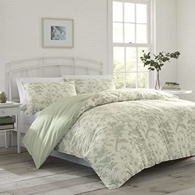 Laura Ashley Home Kingsize-Bettbezug-Set, wendbare Baumwoll-Bettwäsche mit passenden Kissenbezügen, leicht, Heimdekoration für alle Jahreszeiten, (Natalie Sage, 3-teilig) Laura Ashley Home Kingsize-Bettbezug-Set, wendbare Baumwoll-Bettwäsche mit passenden Kissenbezügen, leicht, Heimdekoration für alle Jahreszeiten, (Natalie Sage, 3-teilig)