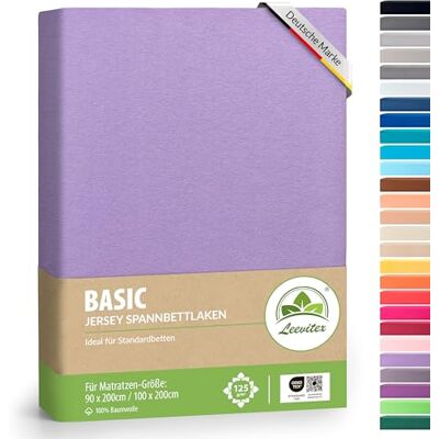 leevitex ® Spannbettlaken 90x200cm 100x200cm Spannbetttuch Bettlaken 100% Jersey Baumwolle Matratzenhöhe bis 25 cm Öko-tex Flieder/Lavendel leevitex ® Spannbettlaken 90x200cm 100x200cm Spannbetttuch Bettlaken 100% Jersey Baumwolle Matratzenhöhe bis 25 cm Öko-tex Flieder/Lavendel