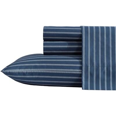 Nautica Queen-Bettlaken, hochwertiges Baumwoll-Perkal-Bettwäsche-Set, gestreifte Heimdekoration, Öko-Tex-Zertifiziert (Richmond Stripe Blue, Queen) Nautica Queen-Bettlaken, hochwertiges Baumwoll-Perkal-Bettwäsche-Set, gestreifte Heimdekoration, Öko-Tex-Zertifiziert (Richmond Stripe Blue, Queen)