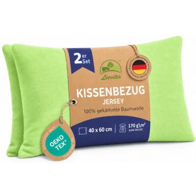 leevitex Kissenbezug 40x60cm 2er Set Apfelgrün 100% Baumwolle Jersey Öko-Tex Zertifiziert · Nackenkissenbezug · Kopfkissenbezug & Kissenhülle · verdeckter Reißverschluss · 170 g/m² leevitex Kissenbezug 40x60cm 2er Set Apfelgrün 100% Baumwolle Jersey Öko-Tex Zertifiziert · Nackenkissenbezug · Kopfkissenbezug & Kissenhülle · verdeckter Reißverschluss · 170 g/m²