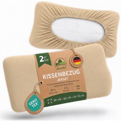 leevitex Kissenbezug für Gesundheitskissen 2er Set 30-45 x 50-70 cm Nackenstützkissen Bezug · 97% Baumwolle 3% Elasthan · OEKO-TEX zertifiziert · Atmungsaktiv · Hautfreundlich · Sand / Düne leevitex Kissenbezug für Gesundheitskissen 2er Set 30-45 x 50-70 cm Nackenstützkissen Bezug · 97% Baumwolle 3% Elasthan · OEKO-TEX zertifiziert · Atmungsaktiv · Hautfreundlich · Sand / Düne