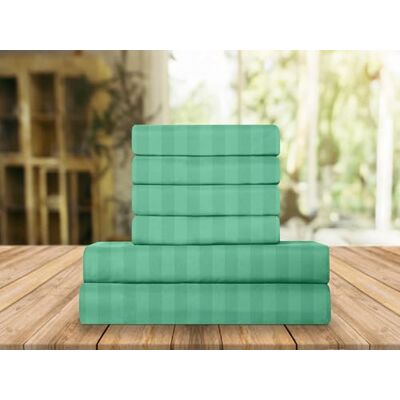 Elegant Comfort Luxuriöses, weiches Bettlaken, Dobby Stripe 1500, Premium-Hotelqualität, Mikrofaser, Weichheit, Knitter- und lichtbeständig (6-teilig), Queen-Size-Bett, gestreift, Aquamarin Elegant Comfort Luxuriöses, weiches Bettlaken, Dobby Stripe 1500, Premium-Hotelqualität, Mikrofaser, Weichheit, Knitter- und lichtbeständig (6-teilig), Queen-Size-Bett, gestreift, Aquamarin