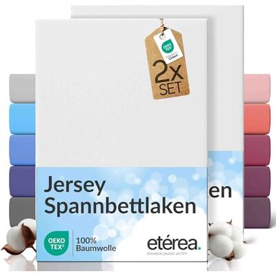 etérea Himmlische Qualität etérea Jersey 2er Set Spannbettlaken 200x220cm Weiss bis 25 cm Höhe 100% Baumwolle Spannbetttuch Oekotex Bed Sheets mit Rundumgummi Doppelpack Bettlaken 200x220 cm White etérea Himmlische Qualität etérea Jersey 2er Set Spannbettlaken 200x220cm Weiss bis 25 cm Höhe 100% Baumwolle Spannbetttuch Oekotex Bed Sheets mit Rundumgummi Doppelpack Bettlaken 200x220 cm White