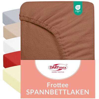 DARYmex Frottee Spannbettlaken 120x200 cm, Baumwolle, Schoko Braun Elastisches Spannbetttuch mit Gummizug, 82% Baumwolle, bügelfrei, Öko-Tex Standard 100, Matratzenhöhe bis 20 cm DARYmex Frottee Spannbettlaken 120x200 cm, Baumwolle, Schoko Braun Elastisches Spannbetttuch mit Gummizug, 82% Baumwolle, bügelfrei, Öko-Tex Standard 100, Matratzenhöhe bis 20 cm