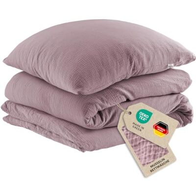 Pure Musselin Kinderbettwäsche 100x135+40x60 cm Mauve Traumhaft weiche, kuschelige Bettwäsche-Sets aus Musselin 40° Waschbar Pure Musselin Kinderbettwäsche 100x135+40x60 cm Mauve Traumhaft weiche, kuschelige Bettwäsche-Sets aus Musselin 40° Waschbar