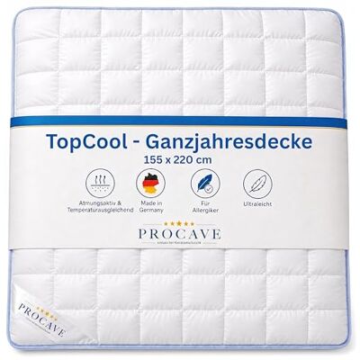 PROCAVE TopCool Qualitäts-Bettdecke für das ganze Jahr Entspannt schlafen absorbiert Körperfeuchtigkeit Atmungsaktive Steppdecke in weiß in 155x220 cm Made in Germany PROCAVE TopCool Qualitäts-Bettdecke für das ganze Jahr Entspannt schlafen absorbiert Körperfeuchtigkeit Atmungsaktive Steppdecke in weiß in 155x220 cm Made in Germany