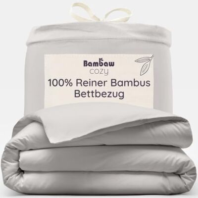 Bambaw Bettbezug 220x240 Bambus, hautfreundliche, kühlende und nachhaltige Bettwäsche, Bettdeckenbezug Bambus, Sommer Bettbezug, antiallergische Bettwäsche 220x240 cm (Grau) Bambaw Bettbezug 220x240 Bambus, hautfreundliche, kühlende und nachhaltige Bettwäsche, Bettdeckenbezug Bambus, Sommer Bettbezug, antiallergische Bettwäsche 220x240 cm (Grau)