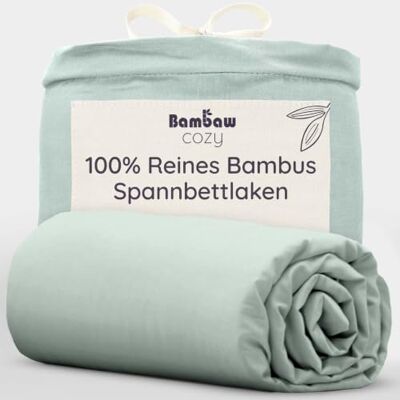 Bambaw 100% Bambus Spannbettlaken 200x200 cm, 35 cm Steghöhe, Winter und Sommer Bettwäsche, kühles, weiches und atmungsaktives Bettlaken 200x200 Bambus, Öko-Tex Zertifiziert (Seegrün) Bambaw 100% Bambus Spannbettlaken 200x200 cm, 35 cm Steghöhe, Winter und Sommer Bettwäsche, kühles, weiches und atmungsaktives Bettlaken 200x200 Bambus, Öko-Tex Zertifiziert (Seegrün)