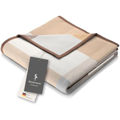 biederlack ® Kuscheldecke Pure Cotton Karo beige, Sofadecke in 150x200 cm Made in Germany, Couchdecke aus 100% Baumwolle, beige-braun karierte Wohndecke, flauschige Tagesdecke, OEKO-TEX Made in Green biederlack ® Kuscheldecke Pure Cotton Karo beige, Sofadecke in 150x200 cm Made in Germany, Couchdecke aus 100% Baumwolle, beige-braun karierte Wohndecke, flauschige Tagesdecke, OEKO-TEX Made in Green