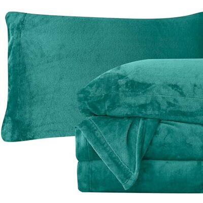 Elegant Comfort Luxuriös weiches 4-teiliges Samtplüsch-Flanell-Bettlaken-Set – Premium-Qualität – gemütlich warm, antistatisch, fusselfrei, Samt-Flanell-Fleece, Tiefe Taschen, voll, Türkis Elegant Comfort Luxuriös weiches 4-teiliges Samtplüsch-Flanell-Bettlaken-Set – Premium-Qualität – gemütlich warm, antistatisch, fusselfrei, Samt-Flanell-Fleece, Tiefe Taschen, voll, Türkis