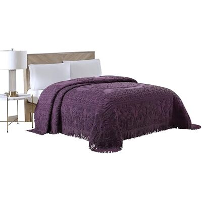 Beatrice Home Fashions Medallion Chenille-Tagesdecke, voll, Aubergine Beatrice Home Fashions Medallion Chenille-Tagesdecke, voll, Aubergine