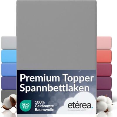 etérea Himmlische Qualität etérea Topper Spannbettlaken extra Jersey 140x200-160x220 cm Grau bis 10cm 160 g/m² gekämmte Baumwolle Spannbetttuch · extra Länge 220 cm · Topper bis 10 cm Steghöhe · OEKO-TEX Made in Green etérea Himmlische Qualität etérea Topper Spannbettlaken extra Jersey 140x200-160x220 cm Grau bis 10cm 160 g/m² gekämmte Baumwolle Spannbetttuch · extra Länge 220 cm · Topper bis 10 cm Steghöhe · OEKO-TEX Made in Green
