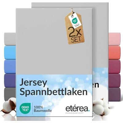 etérea Himmlische Qualität etérea Jersey 2er Set Spannbettlaken 200x220cm Silber bis 25 cm Höhe 100% Baumwolle Spannbetttuch Oekotex Bed Sheets mit Rundumgummi Doppelpack Bettlaken 200x220 cm Silver etérea Himmlische Qualität etérea Jersey 2er Set Spannbettlaken 200x220cm Silber bis 25 cm Höhe 100% Baumwolle Spannbetttuch Oekotex Bed Sheets mit Rundumgummi Doppelpack Bettlaken 200x220 cm Silver
