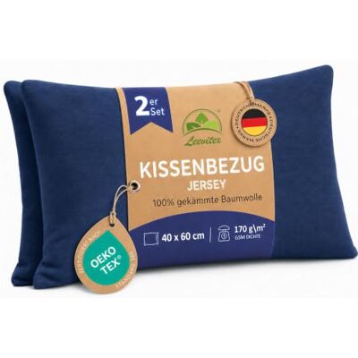 leevitex Kissenbezug 40x60cm 2er Set Navyblau 100% Baumwolle Jersey Öko-Tex Zertifiziert · Nackenkissenbezug · Kopfkissenbezug & Kissenhülle · verdeckter Reißverschluss · 170 g/m² leevitex Kissenbezug 40x60cm 2er Set Navyblau 100% Baumwolle Jersey Öko-Tex Zertifiziert · Nackenkissenbezug · Kopfkissenbezug & Kissenhülle · verdeckter Reißverschluss · 170 g/m²