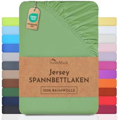NatureMark Jersey Spannbettlaken, Spannbetttuch 100% Baumwolle in vielen Größen und Farben MARKENQUALITÄT ÖKOTEX Standard 100 200x220 cm +40 cm Steg Jade NatureMark Jersey Spannbettlaken, Spannbetttuch 100% Baumwolle in vielen Größen und Farben MARKENQUALITÄT ÖKOTEX Standard 100 200x220 cm +40 cm Steg Jade