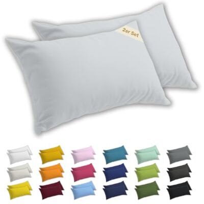 Lavea ® 2er Set Kissenbezug 50x70 Silber 100% Baumwolle Jersey – Weiche Kissenhülle & Kopfkissenbezüge, OEKO-TEX® Standard Lavea ® 2er Set Kissenbezug 50x70 Silber 100% Baumwolle Jersey – Weiche Kissenhülle & Kopfkissenbezüge, OEKO-TEX® Standard
