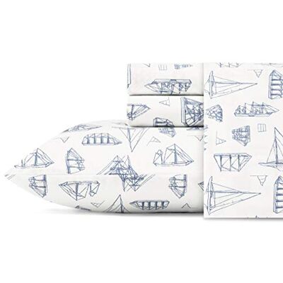 Nautica Perkal-Kollektion – Bettwäsche-Set – 100% Baumwolle, knackig und kühl, leicht und feuchtigkeitsableitend Bettwäsche, Twin, Whitewood Segel Nautica Perkal-Kollektion – Bettwäsche-Set – 100% Baumwolle, knackig und kühl, leicht und feuchtigkeitsableitend Bettwäsche, Twin, Whitewood Segel