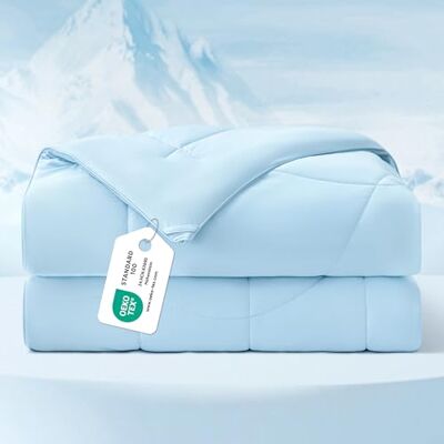 BEDSURE Kühldecke 240x220 Kühlende Bettdecke Cooling Blanket Q-Max >0,4 Arc-Chill Kühlende Decke Für Menschen, Nachtschweiß & Warme Schläfer, Aus Bambusfaser Sommer Mit Klimaanlage nutzbar, Blau BEDSURE Kühldecke 240x220 Kühlende Bettdecke Cooling Blanket Q-Max >0,4 Arc-Chill Kühlende Decke Für Menschen, Nachtschweiß & Warme Schläfer, Aus Bambusfaser Sommer Mit Klimaanlage nutzbar, Blau