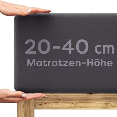 Wolkenfeld Spannbettlaken 90x200cm – 100x220cm – Premium Jersey Baumwolle mit 5% Lycra – Faltenfreies Bettlaken für hohe Matratzen bis 40 cm – Atmungsaktiv & Oeko-TEX Zertifiziert – Anthrazit Wolkenfeld Spannbettlaken 90x200cm – 100x220cm – Premium Jersey Baumwolle mit 5% Lycra – Faltenfreies Bettlaken für hohe Matratzen bis 40 cm – Atmungsaktiv & Oeko-TEX Zertifiziert – Anthrazit