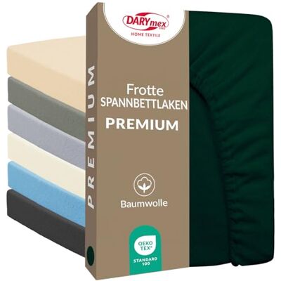 DARYmex Frottee Spannbettlaken 140x200, Baumwolle, 200g/m², Flaschengrün Spannbetttuch mit Gummizug, für Matratzenhöhe bis 25 cm, Schlafzimmer, Gästezimmer, Hotel, Pension DARYmex Frottee Spannbettlaken 140x200, Baumwolle, 200g/m², Flaschengrün Spannbetttuch mit Gummizug, für Matratzenhöhe bis 25 cm, Schlafzimmer, Gästezimmer, Hotel, Pension