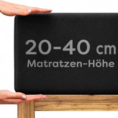 Wolkenfeld Spannbettlaken 140x200cm – 160x220cm – Premium Jersey Baumwolle mit 5% Lycra – Faltenfreies Bettlaken für hohe Matratzen bis 40 cm – Atmungsaktiv & Oeko-TEX Zertifiziert – Schwarz Wolkenfeld Spannbettlaken 140x200cm – 160x220cm – Premium Jersey Baumwolle mit 5% Lycra – Faltenfreies Bettlaken für hohe Matratzen bis 40 cm – Atmungsaktiv & Oeko-TEX Zertifiziert – Schwarz