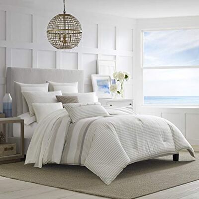 Nautica Saybrook Collection 100% Baumwolle, gemütlich und weich, langlebig und atmungsaktiv, gestreift, wendbar, 3-teiliges Bettwäsche-Set, Queensize, Beige Nautica Saybrook Collection 100% Baumwolle, gemütlich und weich, langlebig und atmungsaktiv, gestreift, wendbar, 3-teiliges Bettwäsche-Set, Queensize, Beige