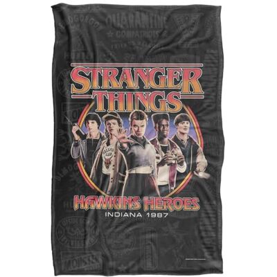 Stranger Things Hawkins Heroes Superweiche Kuscheldecke mit seidigem Griff – 91 x 147 cm Stranger Things Hawkins Heroes Superweiche Kuscheldecke mit seidigem Griff – 91 x 147 cm