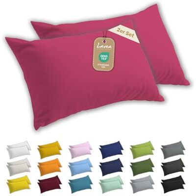 Lavea ® 2er Set Kissenbezug 40x80 Koralle 100% Baumwolle Jersey – Weiche Kissenhülle & Kopfkissenbezüge, OEKO-TEX® Standard Lavea ® 2er Set Kissenbezug 40x80 Koralle 100% Baumwolle Jersey – Weiche Kissenhülle & Kopfkissenbezüge, OEKO-TEX® Standard