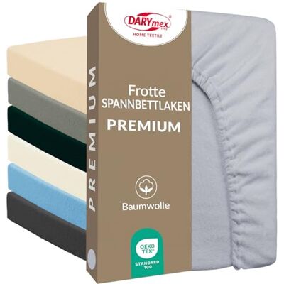 DARYmex Frottee Spannbettlaken, 200x220 cm, Baumwolle, 200 g/m², Stahl Grau Spannbetttuch für Matratzen bis 25 cm Höhe, elastischer Gummizug, Schlafzimmer, Gästezimmer DARYmex Frottee Spannbettlaken, 200x220 cm, Baumwolle, 200 g/m², Stahl Grau Spannbetttuch für Matratzen bis 25 cm Höhe, elastischer Gummizug, Schlafzimmer, Gästezimmer
