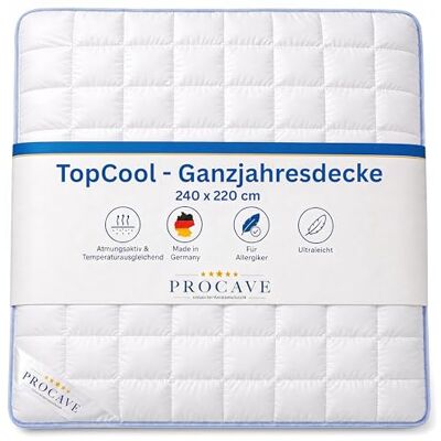 PROCAVE TopCool Qualitäts-Bettdecke für das ganze Jahr Entspannt schlafen absorbiert Körperfeuchtigkeit Atmungsaktive Steppdecke in weiß in 240x220 cm PROCAVE TopCool Qualitäts-Bettdecke für das ganze Jahr Entspannt schlafen absorbiert Körperfeuchtigkeit Atmungsaktive Steppdecke in weiß in 240x220 cm