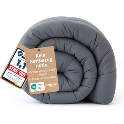 BEDSURE Bettdecke Ohne Bezug 155x220 Winterdecke Extra Warm 450GSM Winterbettdecke Mit integriertem Bezug Für Allergiker Waschbare Winter Dicke Bettdecken Oeko-TEX Zertifiziert, Grau/Hellgrau BEDSURE Bettdecke Ohne Bezug 155x220 Winterdecke Extra Warm 450GSM Winterbettdecke Mit integriertem Bezug Für Allergiker Waschbare Winter Dicke Bettdecken Oeko-TEX Zertifiziert, Grau/Hellgrau
