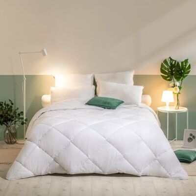 Bleu Calin Warme Bettdecke für 1 Person, waschbar 95° Hygiafill, professionell getestet, Weiß, 140x200cm, KBOB40 Bleu Calin Warme Bettdecke für 1 Person, waschbar 95° Hygiafill, professionell getestet, Weiß, 140x200cm, KBOB40