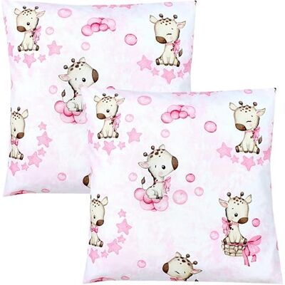 TupTam Kinder Kissenbezug Dekorativ Gemustert mit Hotelverschluss 2er Set, Farbe: Giraffe/Punkte/Rosa, Größe: 40 x 40 cm TupTam Kinder Kissenbezug Dekorativ Gemustert mit Hotelverschluss 2er Set, Farbe: Giraffe/Punkte/Rosa, Größe: 40 x 40 cm