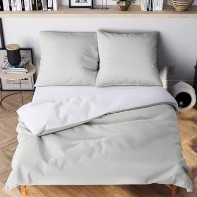 Wolkenfeld Mikrofaser Bettwäsche 200x220 cm – Kuschelig Weich, Bügelfrei & Doppelt Gebürstet – Oeko-TEX Bettwäsche-Sets – 1x Bettbezug 200x220 + 2X Kissenbezug 80x80 – Hellgrau/Weiß Wolkenfeld Mikrofaser Bettwäsche 200x220 cm – Kuschelig Weich, Bügelfrei & Doppelt Gebürstet – Oeko-TEX Bettwäsche-Sets – 1x Bettbezug 200x220 + 2X Kissenbezug 80x80 – Hellgrau/Weiß