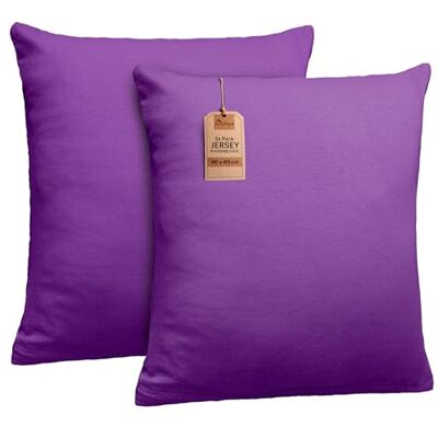 NatureMark 2er Set Jersey Kissenbezüge – Elastisch, weich, atmungsaktiv und hautfreundlich – Waschbare Kissenhülle 40x40 Lila NatureMark 2er Set Jersey Kissenbezüge – Elastisch, weich, atmungsaktiv und hautfreundlich – Waschbare Kissenhülle 40x40 Lila