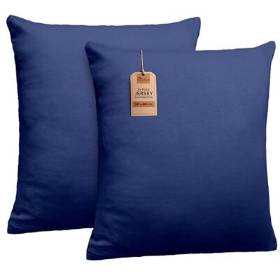 NatureMark 2er Set Jersey Kissenbezüge – Elastisch, weich, atmungsaktiv und hautfreundlich – Waschbare Kissenhülle 80x80 – Navy Blau NatureMark 2er Set Jersey Kissenbezüge – Elastisch, weich, atmungsaktiv und hautfreundlich – Waschbare Kissenhülle 80x80 – Navy Blau