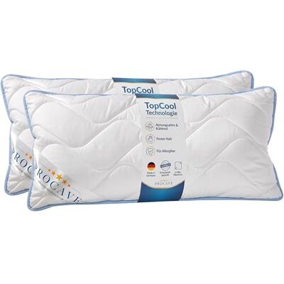 PROCAVE TopCool Kopfkissen Kochfest 40x80 cm (2er Set), Qualitäts-Stepp-Kissen, atmungsaktives Allergiker Kissen, Winter- und Sommer-Kissen 100% aus Deutschland PROCAVE TopCool Kopfkissen Kochfest 40x80 cm (2er Set), Qualitäts-Stepp-Kissen, atmungsaktives Allergiker Kissen, Winter- und Sommer-Kissen 100% aus Deutschland