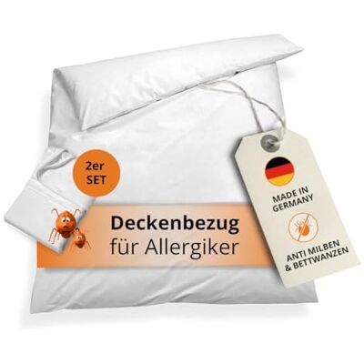 sleepling 2er Set Allergiker Bettwäsche 135 x 200 cm, Milbenbezug, Evolon Encasing Bettdecke, milbenkotdicht, Hausstauballergiker, 95 Grad Kochfest, Made in Germany, weiß sleepling 2er Set Allergiker Bettwäsche 135 x 200 cm, Milbenbezug, Evolon Encasing Bettdecke, milbenkotdicht, Hausstauballergiker, 95 Grad Kochfest, Made in Germany, weiß