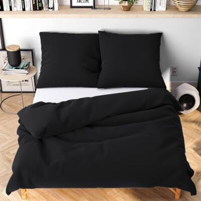 Wolkenfeld Mikrofaser Bettwäsche 200x200 cm – Kuschelig Weich, Bügelfrei & Doppelt Gebürstet – Oeko-TEX Bettwäsche-Sets – 1x Bettbezug 200x200 + 2X Kissenbezug 80x80 – Schwarz Wolkenfeld Mikrofaser Bettwäsche 200x200 cm – Kuschelig Weich, Bügelfrei & Doppelt Gebürstet – Oeko-TEX Bettwäsche-Sets – 1x Bettbezug 200x200 + 2X Kissenbezug 80x80 – Schwarz