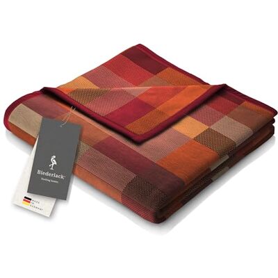 biederlack ® flauschig-weiche Kuscheldecke aus Baumwollmischgewebe Wohndecke Color Squares terra, Made in Germany, karierte Decke in 150x200 cm, Sofadecke in orange-rot, OEKO-TEX Made in Green biederlack ® flauschig-weiche Kuscheldecke aus Baumwollmischgewebe Wohndecke Color Squares terra, Made in Germany, karierte Decke in 150x200 cm, Sofadecke in orange-rot, OEKO-TEX Made in Green