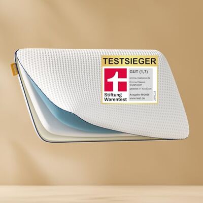 Emma Classic Stützkissen 80x40 cm – Testsieger Kopfkissen (Stiftung Warentest, Gut (1,7), Ausgabe 09/2025; getestet in 40x80 cm) – Kissen, Atmungsaktiv, Waschbarer Bezug Emma Classic Stützkissen 80x40 cm – Testsieger Kopfkissen (Stiftung Warentest, Gut (1,7), Ausgabe 09/2025; getestet in 40x80 cm) – Kissen, Atmungsaktiv, Waschbarer Bezug